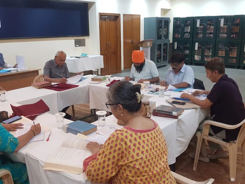 A working session in the Institute&rsquo;s hall at Adipur